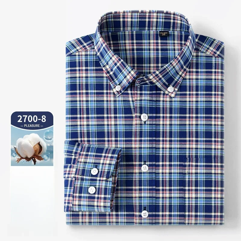 Oxford Cotton Casual Shirt Business - Высококачественная мужская рубашка с длинным рукавом