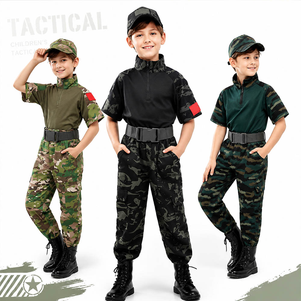 Tactical Military Shirt Cargo - Детский камуфляжный тактический костюм-жаба: футболка с
