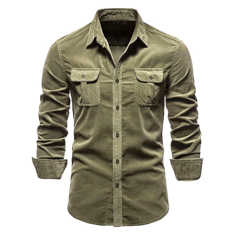 Corduroy Button Up Shirt Men - Мужская новая вельветовая рубашка, хлопковое деловое