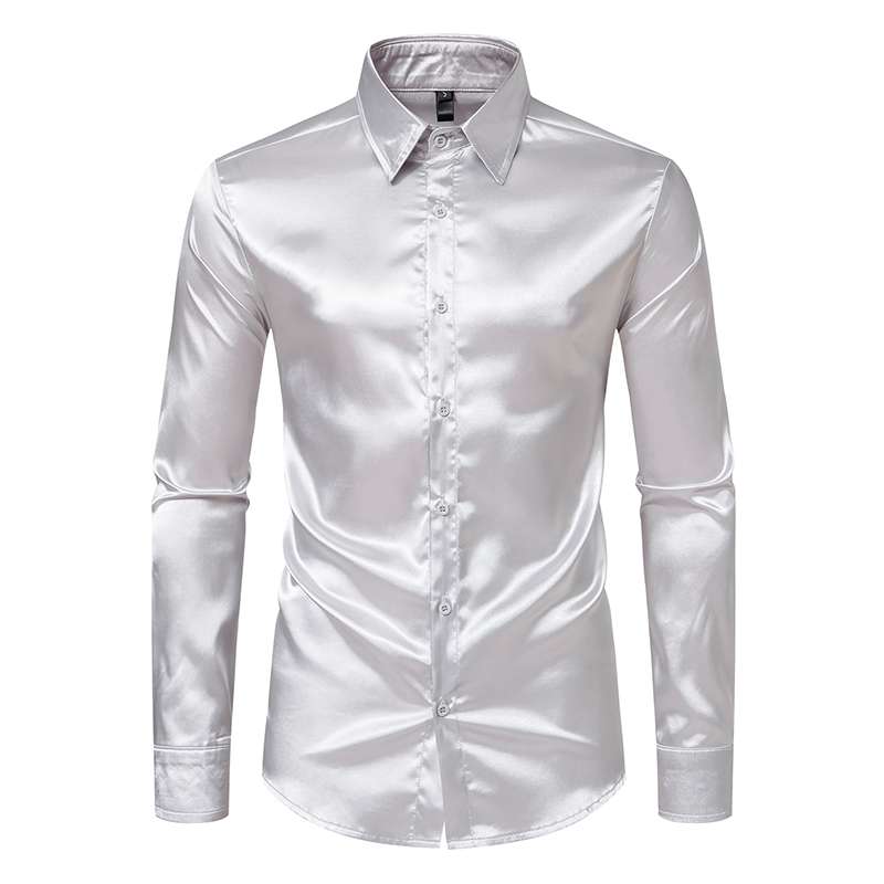 Мужские черные атласные роскош – обзор и цена Mens Satin Silk Dress Shirt