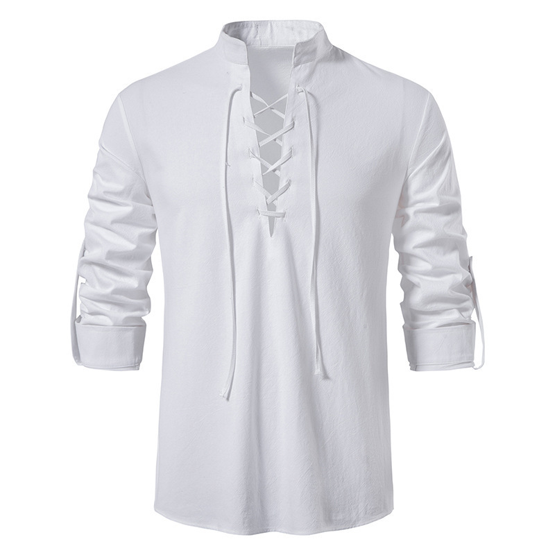 Мужская средневековая рубашка  – обзор и цена Mens Linen Shirt Long Sleeve