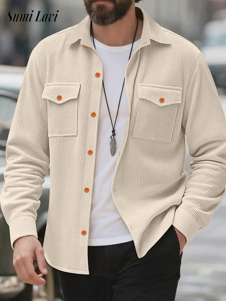 Повседневная мужская вельветов – обзор и цена Corduroy Button Up Shirt Men