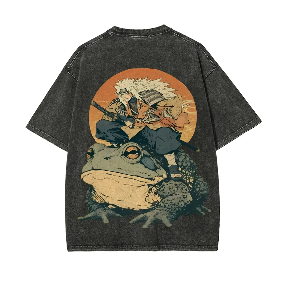 Футболка Naruto Jiraiya Gamabu – обзор и цена Acid Wash Vintage Graphic T Shirt
