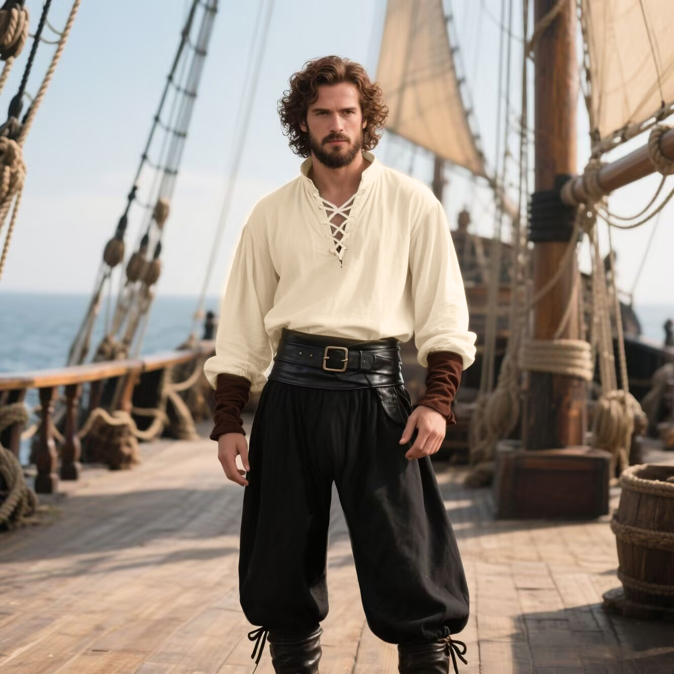 Мужская рубашка в средневеково – обзор и цена Medieval Gothic Lace Up Pirate Shirt