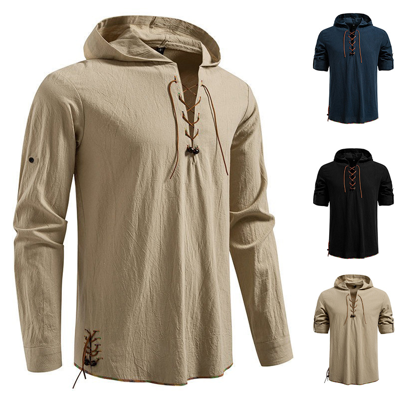 Мужская хлопковая футболка с д – обзор и цена Medieval Gothic Lace Up Pirate Shirt
