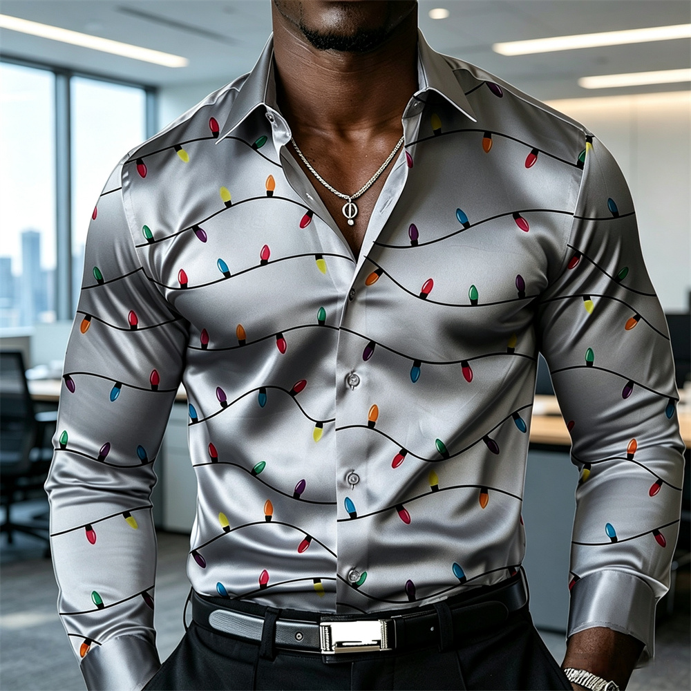 Мужская рождественская рубашка – обзор и цена Mens Satin Silk Dress Shirt