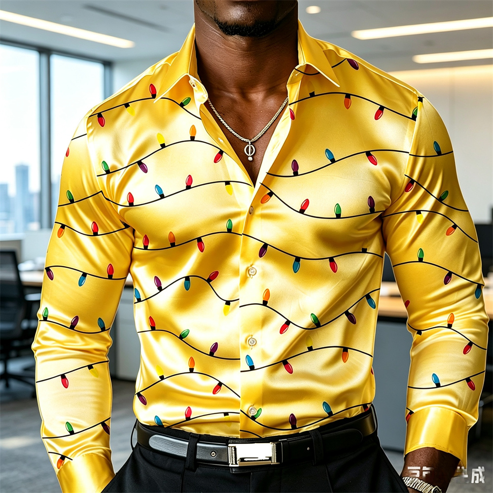 Мужская рождественская рубашка – обзор и цена Mens Satin Silk Dress Shirt