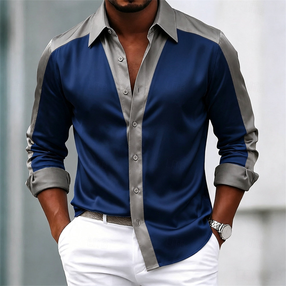 Мужская рубашка, атласная руба – обзор и цена Mens Satin Silk Dress Shirt