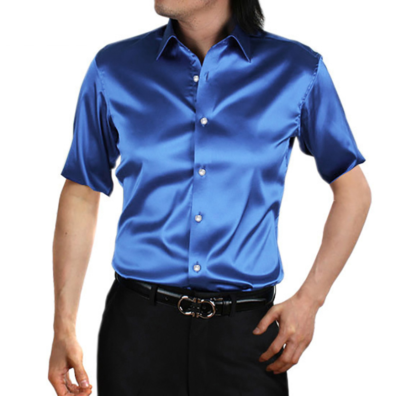 Мужская шелковая атласная руба – обзор и цена Mens Satin Silk Dress Shirt