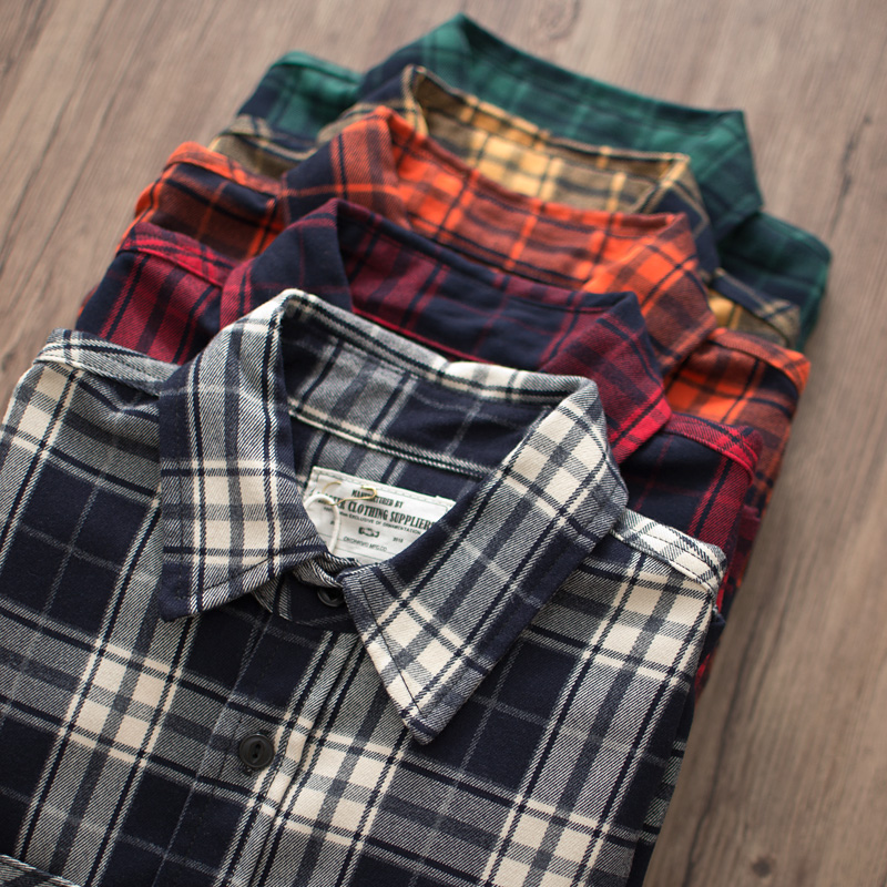 Осенняя новая американская рет – обзор и цена Flannel Plaid Shirt Heavy Weight