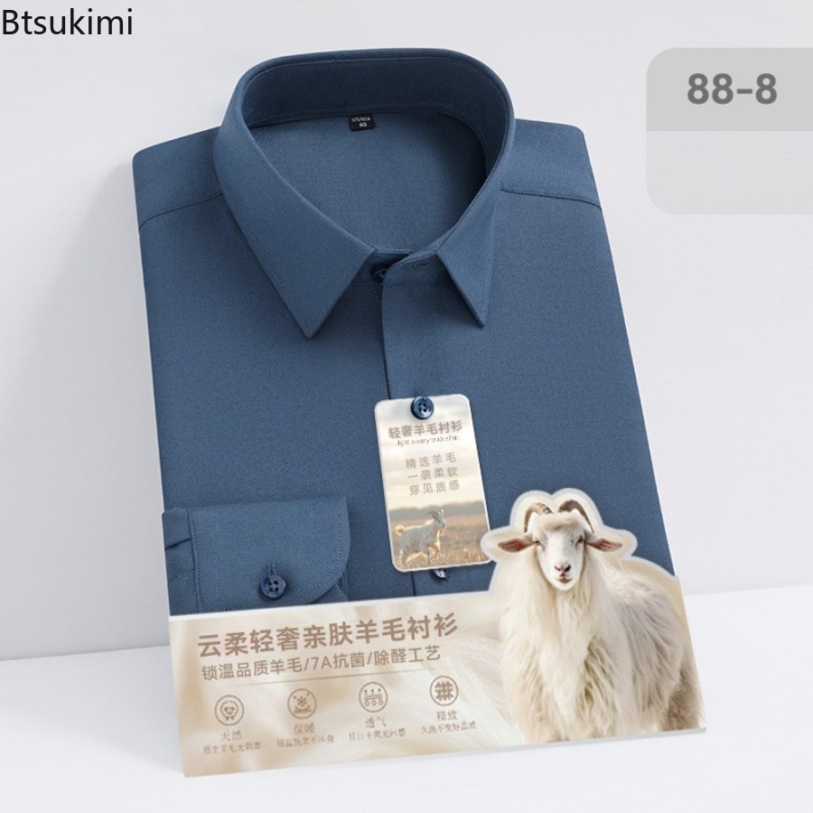 Новые высококачественные шерст – обзор и цена Mandarin Collar Formal Shirt Slim Fit